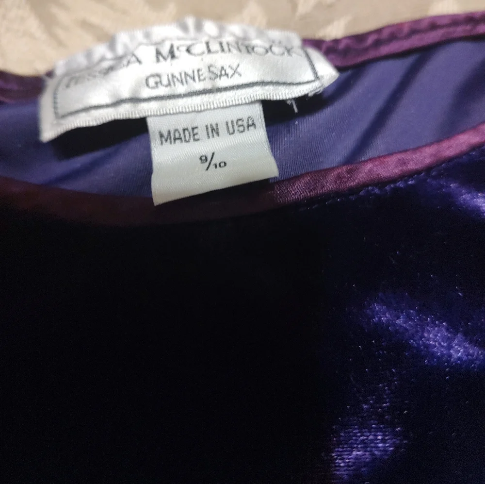 💜 Luxe Vtg 90's Jessica McClintock Gunne Sax Royal Purple Cocktail Dress - 9/10 - Picture 14 of 16